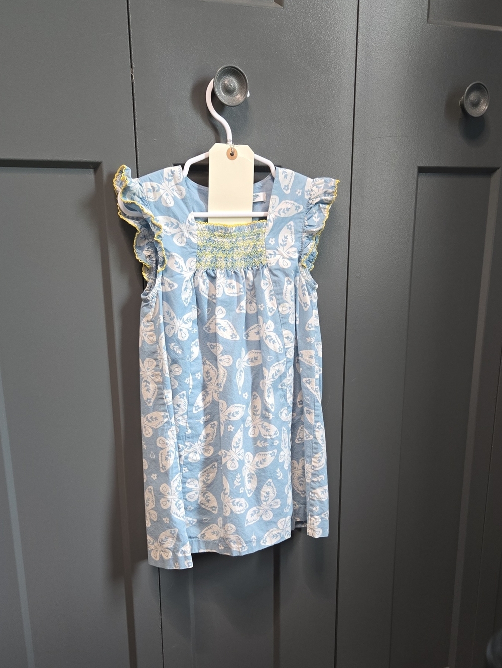 Baby Boden Light Blue Floral & Butterfly Dress